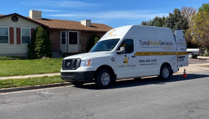 Service Van Parked Outside Residential House Service Van Parked Outside Residential House